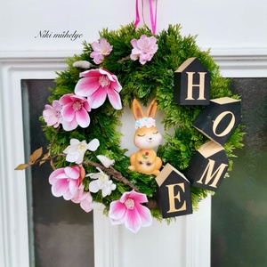 Magnólia ajtódísz, kopogtató, tavaszi dekoráció, ajtódísz, Otthon & Életmód, Dekoráció, Ajtó- és ablak dekoráció, Ajtódísz & Kopogtató, Mindenmás, MESKA