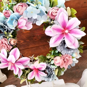 Magnólia ajtódísz, kopogtató, tavaszi dekoráció, ajtódísz - otthon & életmód - dekoráció - ajtó- és ablak dekoráció - ajtódísz & kopogtató - Meska.hu