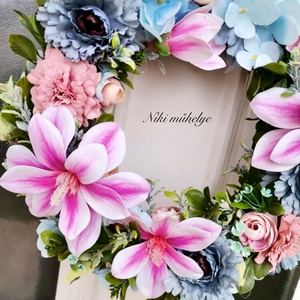 Magnólia ajtódísz, kopogtató, tavaszi dekoráció, ajtódísz - otthon & életmód - dekoráció - ajtó- és ablak dekoráció - ajtódísz & kopogtató - Meska.hu