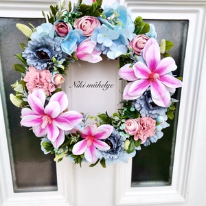 Magnólia ajtódísz, kopogtató, tavaszi dekoráció, ajtódísz - otthon & életmód - dekoráció - ajtó- és ablak dekoráció - ajtódísz & kopogtató - Meska.hu