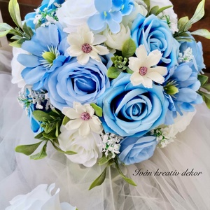  Valami kék Menyasszonyi csokor, örökcsokor, selyemvirág csokor kitűzővel, - esküvő - menyasszonyi- és dobócsokor - Meska.hu