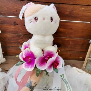 Ballagási csokor plüss cica csokor  - esküvő - menyasszonyi- és dobócsokor - Meska.hu