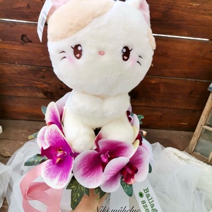 Ballagási csokor plüss cica csokor  - esküvő - menyasszonyi- és dobócsokor - Meska.hu