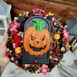 Halloween ajtódísz, őszi kopogtató, zenélő, világító ajtódísz - otthon & életmód - dekoráció - halloween - halloweeni ajtódíszek és ablakdíszek - Meska.hu