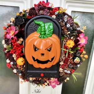 Halloween ajtódísz, őszi kopogtató, zenélő, világító ajtódísz - otthon & életmód - dekoráció - halloween - halloweeni ajtódíszek és ablakdíszek - Meska.hu
