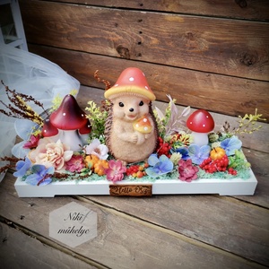Őszi világító asztaldísz, LED világítással, süni dekoráció  - otthon & életmód - dekoráció - halloween - halloweeni asztaldísz - Meska.hu