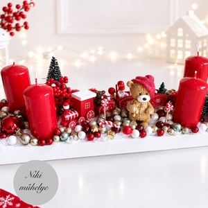 Adventi tál, maci mackó adventi dísz, adventi koszorú, adventi asztaldísz  - Meska.hu