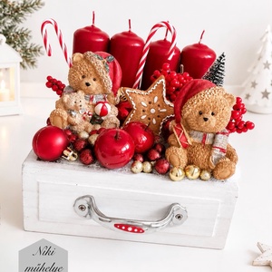 Fiók adventi tál, mackó adventi dísz, adventi koszorú, adventi fiók  - Meska.hu