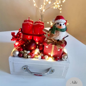 Világító, Vintage Fiók adventi fiók, madár adventi dísz, adventi koszorú, adventi fiók  - karácsony - adventi díszek - adventi koszorú - Meska.hu