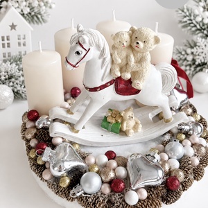 Hintaló Macis adventi koszorú, mackó adventi dísz, adventi koszorú, - karácsony - adventi díszek - adventi koszorú - Meska.hu