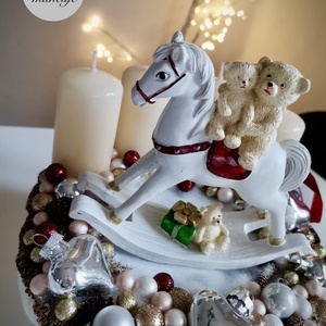 Hintaló Macis adventi koszorú, mackó adventi dísz, adventi koszorú, - karácsony - adventi díszek - adventi koszorú - Meska.hu