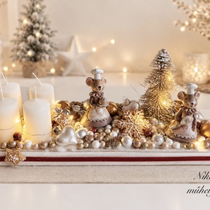 Világító Adventi tál, egér mézeskalács adventi dísz, adventi koszorú, adventi asztaldísz , Karácsony, Adventi díszek, Adventi koszorú, Mindenmás, MESKA