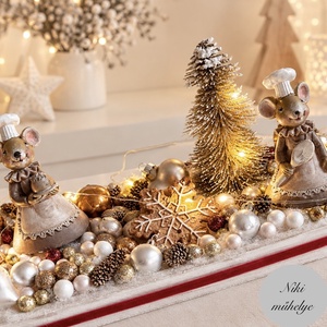 Világító Adventi tál, egér mézeskalács adventi dísz, adventi koszorú, adventi asztaldísz  - karácsony - adventi díszek - adventi koszorú - Meska.hu