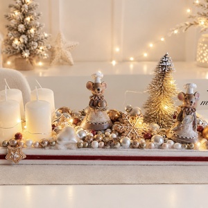 Világító Adventi tál, egér mézeskalács adventi dísz, adventi koszorú, adventi asztaldísz  - karácsony - adventi díszek - adventi koszorú - Meska.hu