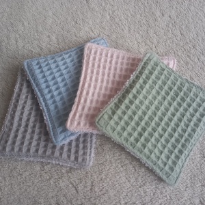 4 db arctisztító lap, frottír-darázsszövet, zero waste - szépségápolás - arcápolás - arctisztító korong - Meska.hu