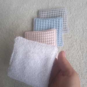 4 db arctisztító lap, frottír-darázsszövet, zero waste - szépségápolás - arcápolás - arctisztító korong - Meska.hu