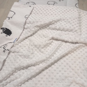 Ovis minky ágynemű garnitúra: minky takaró+párna /Fehér/Barika bárány/ - játék & sport - ovis felszerelés - ovis ágynemű - Meska.hu