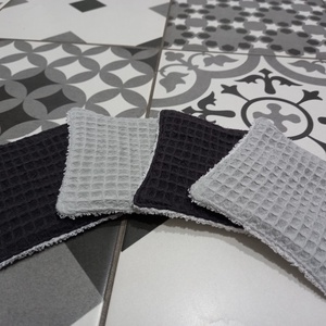 4 db arctisztító lap /szürke-grafit/, frottír-darázsszövet, zero waste - szépségápolás - arcápolás - arctisztító korong - Meska.hu