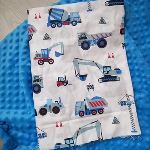 Ovis minky ágynemű garnitúra: minky takaró+párna /Kék/Munkagépek/ - Meska.hu