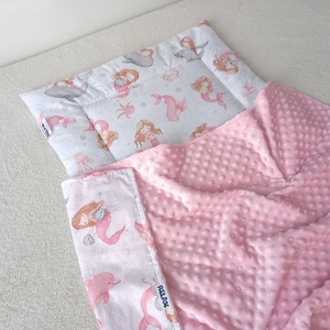 Ovis minky ágynemű garnitúra: minky takaró+párna /Rózsaszín/Sellő/ - Meska.hu