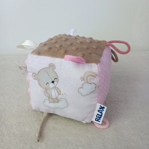 Pink Teddy Minky Címke kocka / Babakocka - játék & sport - 3 éves kor alattiaknak - babakocka - Meska.hu