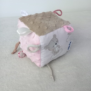 Pink Teddy Minky Címke kocka / Babakocka - játék & sport - 3 éves kor alattiaknak - babakocka - Meska.hu