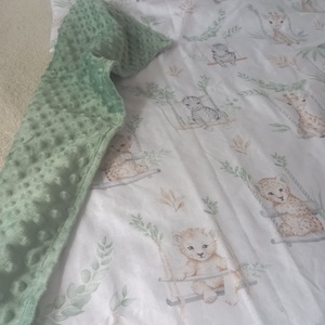 Zsálya/Szafari Ovis minky ágynemű garnitúra: minky takaró+párna - játék & sport - ovis felszerelés - ovis ágynemű - Meska.hu