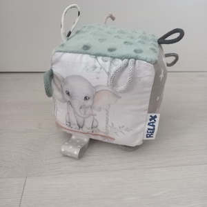 Elefánt/Zebra Minky Címke kocka / Babakocka - baba - mama - baba játékok - babakocka - Meska.hu
