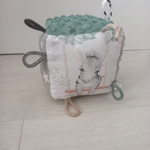 Elefánt/Zebra Minky Címke kocka / Babakocka - baba - mama - baba játékok - babakocka - Meska.hu