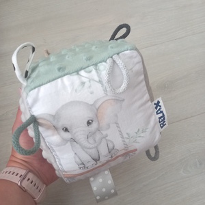Elefánt/Zebra Minky Címke kocka / Babakocka, Baba - mama, Baba játékok, Babakocka, Varrás, MESKA