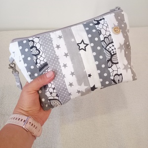 Szürke patchwork utazó nagy neszesszer vízhatlan béléssel - táska & tok - neszesszer - Meska.hu