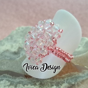 Pink-Kristály Koktélgyűrű - ékszer - gyűrű - gyöngyös gyűrű - Meska.hu