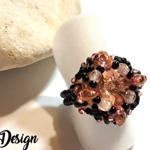 Rosegold Laleti Gyűrű, Ékszer, Gyűrű, Gyöngyös gyűrű, Ékszerkészítés, Gyöngyfűzés, gyöngyhímzés, MESKA
