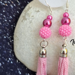 Pink Bojtos Bogyós Fülbevalók - ékszer - fülbevaló - lógó fülbevaló - Meska.hu