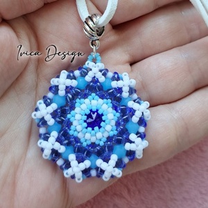 Kékes Mandala Medál Nyaklánccal - ékszer - nyaklánc - medálos nyaklánc - Meska.hu