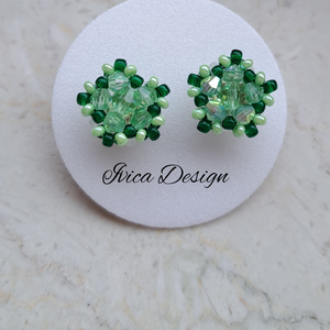 Almazöld Csillagvirág Bedugós Fülbevalók - ékszer - fülbevaló - pötty fülbevaló - Meska.hu