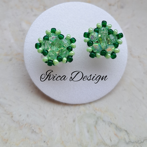 Almazöld Csillagvirág Bedugós Fülbevalók - ékszer - fülbevaló - pötty fülbevaló - Meska.hu