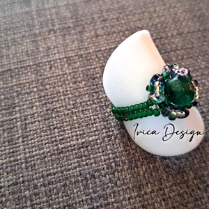 Smaragdzöld Mira Gyűrű - ékszer - gyűrű - gyöngyös gyűrű - Meska.hu