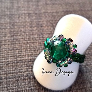 Smaragdzöld Mira Gyűrű - ékszer - gyűrű - gyöngyös gyűrű - Meska.hu