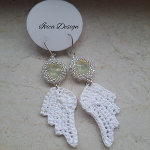 Kristályos Angyalszárnyak Fülbevalók - ékszer - fülbevaló - lógó fülbevaló - Meska.hu