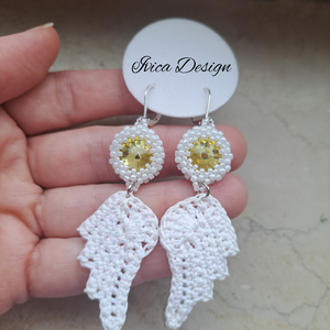 Pezsgő Rivolis Angyalszárny Fülbevalók, Ékszer, Fülbevaló, Lógó fülbevaló, Gyöngyfűzés, gyöngyhímzés, Horgolás, MESKA