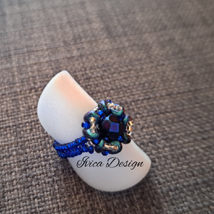 Zafírkék Mira Gyűrű - ékszer - gyűrű - gyöngyös gyűrű - Meska.hu