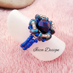 Zafírkék Mira Gyűrű - ékszer - gyűrű - gyöngyös gyűrű - Meska.hu