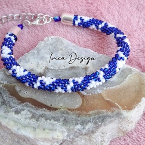 Királykék Cakkos Horgolt Karkötő - Meska.hu