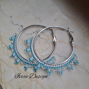 Tengerkék Karikafülbevalók - Meska.hu