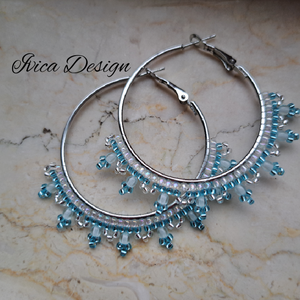 Tengerkék Karikafülbevalók - ékszer - fülbevaló - karika fülbevaló - Meska.hu