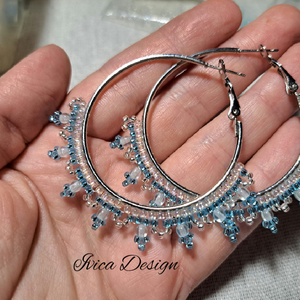 Tengerkék Karikafülbevalók - ékszer - fülbevaló - karika fülbevaló - Meska.hu