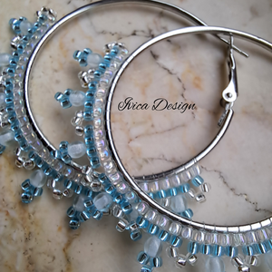 Tengerkék Karikafülbevalók - ékszer - fülbevaló - karika fülbevaló - Meska.hu