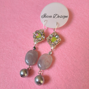 Hannah Fülbevalók, Ékszer, Fülbevaló, Lógó fülbevaló, Gyöngyfűzés, gyöngyhímzés, Ékszerkészítés, MESKA