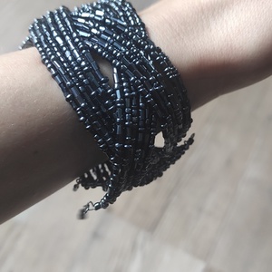 � Fekete Elegancia gyöngy karkötő � kézzel készített statement ékszer - ékszer - karkötő - gyöngyös karkötő - Meska.hu